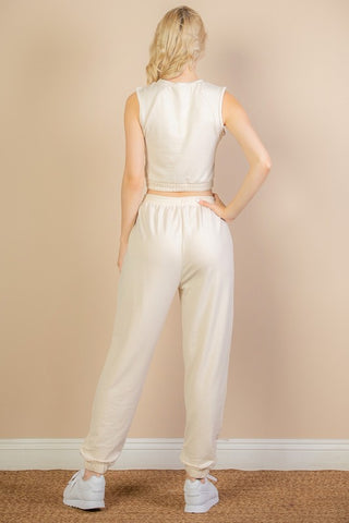 Lia French Terry Elastic Waist Two Piece Sets