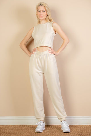 Lia French Terry Elastic Waist Two Piece Sets