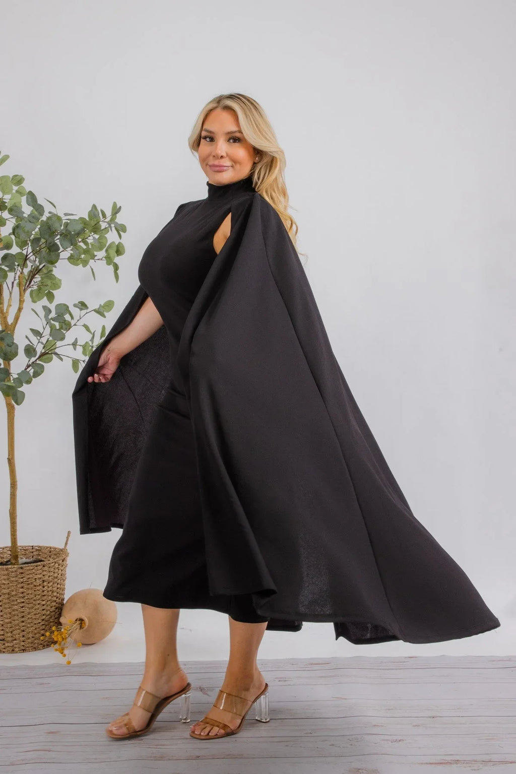 The Stella Cape Plus Size Midi Dress