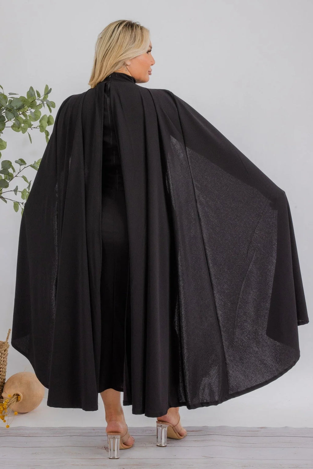 The Stella Cape Plus Size Midi Dress