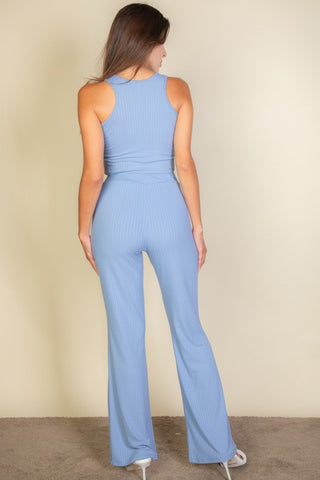 Esther Ribbed Cropped And Bootcut Two Piece Sets