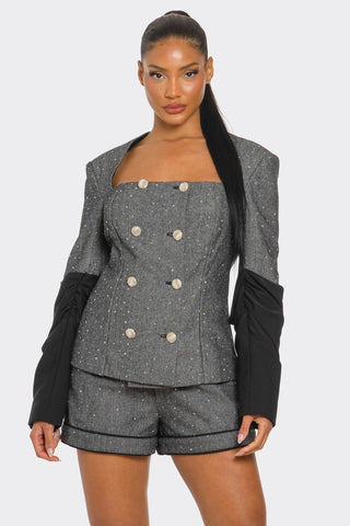 Miranda Double-Breasted Tweed Two Piece Sets