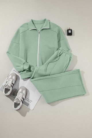 Belen Solid Zip-Up Drawstring Two Piece Sets