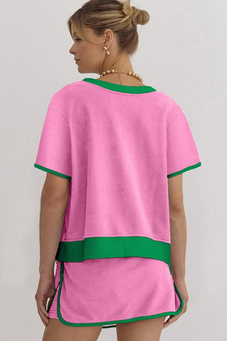 Wendy Colorblock Drop Shoulder Two Piece Sets