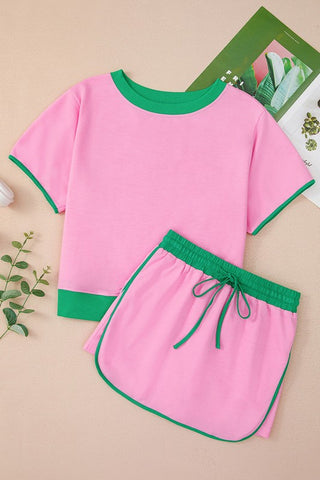 Wendy Colorblock Drop Shoulder Two Piece Sets