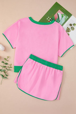 Wendy Colorblock Drop Shoulder Two Piece Sets