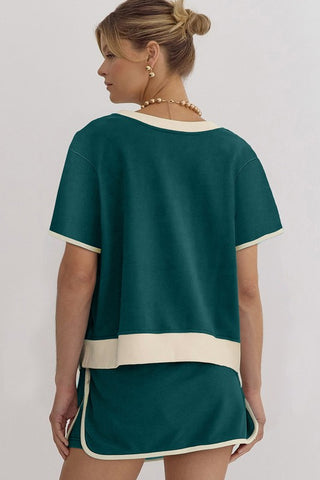 Wendy Colorblock Drop Shoulder Two Piece Sets