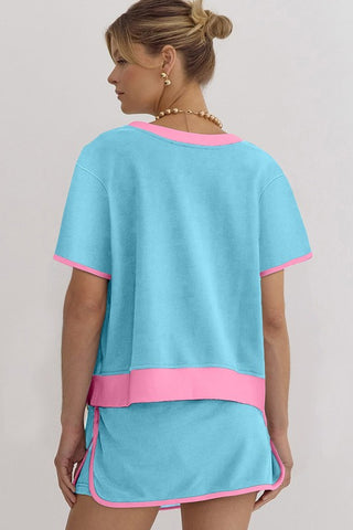 Wendy Colorblock Drop Shoulder Two Piece Sets