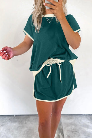 Wendy Colorblock Drop Shoulder Two Piece Sets