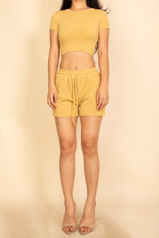 Ana Ribbed Knit Drawstring Lounge Two Piece Sets