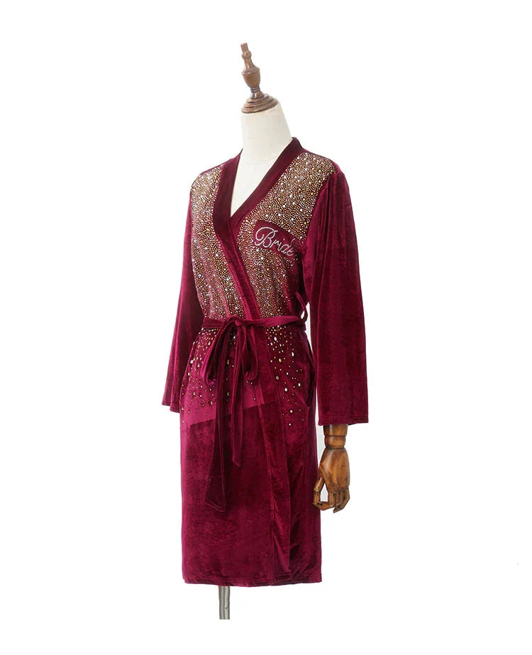 Luxurious Rhinestone Satin Custom Bridal and Bridesmaid Robe – Sparkling Elegance