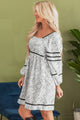 Kelly Gray Floral Print Open Back Balloon Sleeve Square Neck Mini Dress