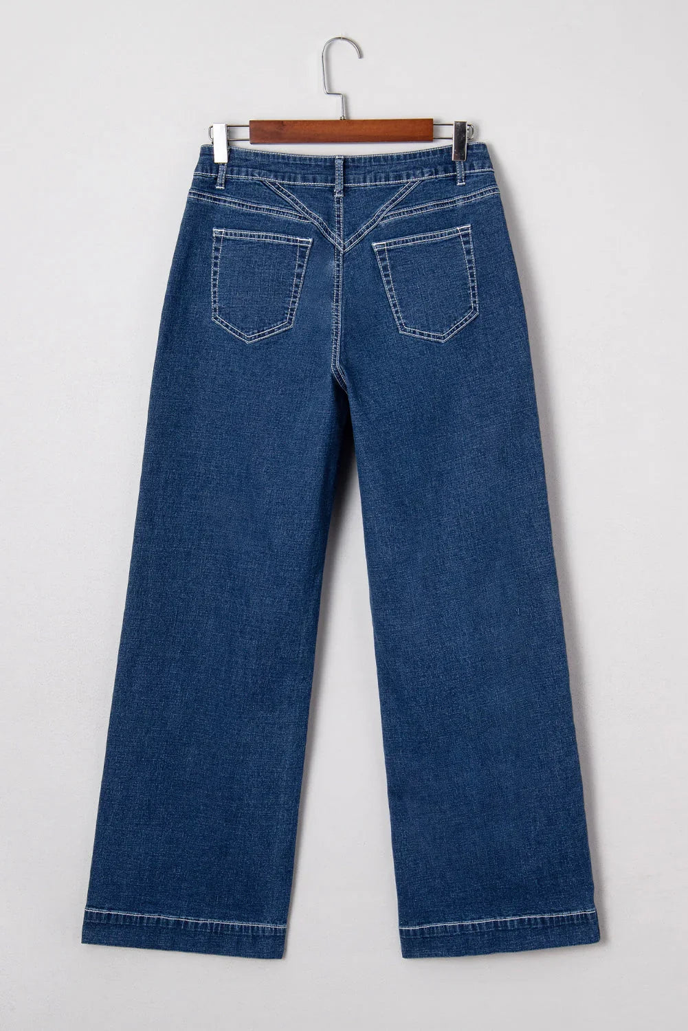 Sail Blue Stitched Waist Detail Cuffed Jeans