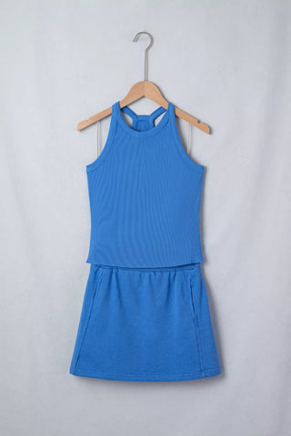 Aome Sleeveless Cropped Pocketed Two Piece Sets