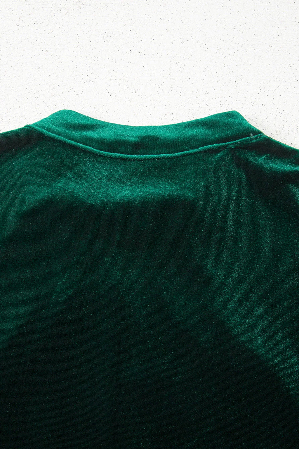 Evergreen Asymmetric Button Keyhole Neck Long Sleeve Velvet Blouse