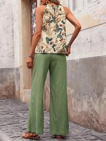 Zoe Printed Wide Leg Two Piece Sets