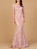 Glittering Sleeve Lace Mermaid Glamorous Color Gown Dress