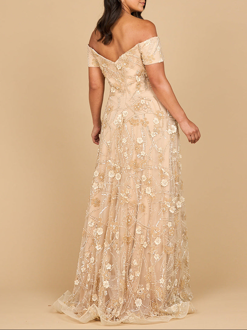 Bayon Off Shoulder A-Line Floral Gown