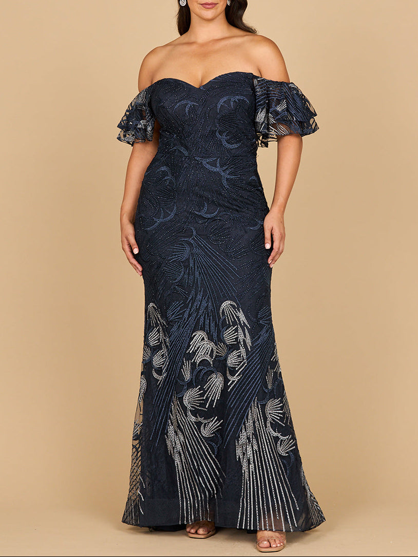 Guachupita Off Shoulder Mermaid Lace Gown Dress