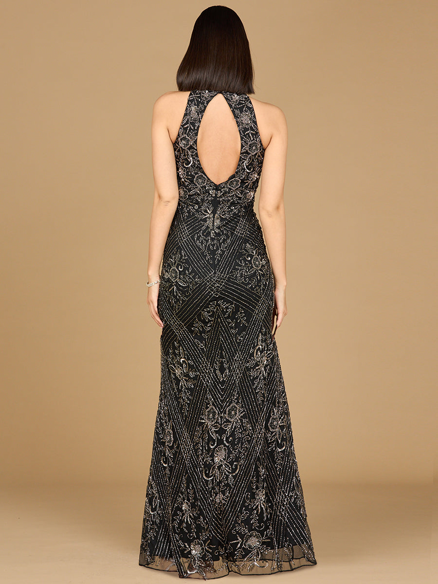 La Vaina Halter Neck Beaded Dress