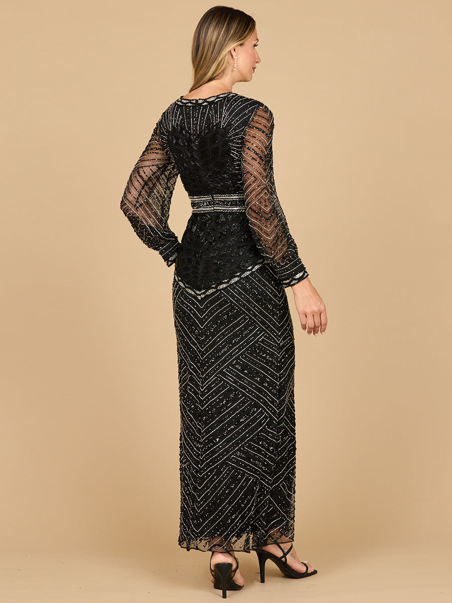 One in a Million V Neck Beaded Long Sleeve Maxi Dress