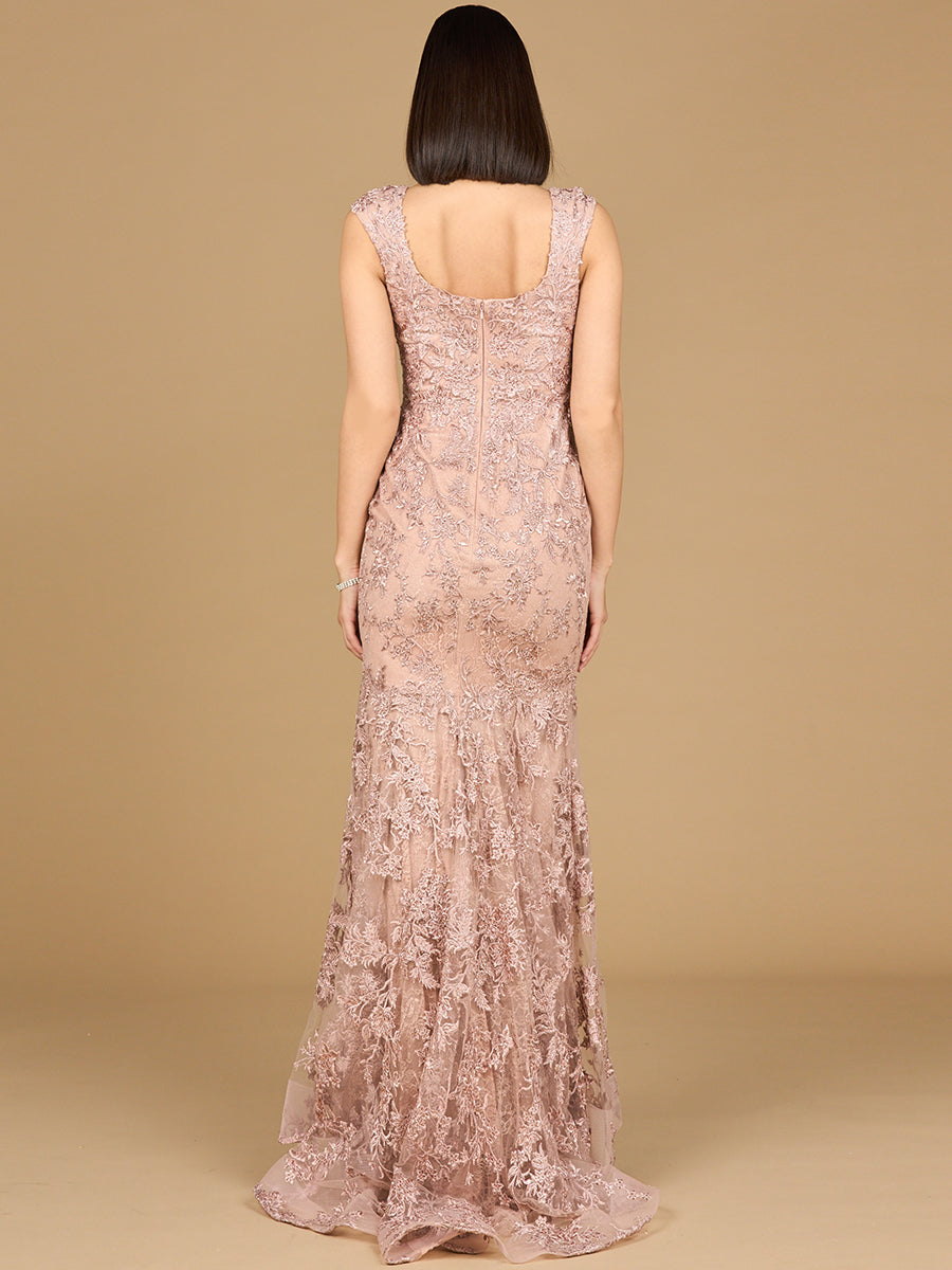 Sleeveless Mermaid Lace Embroidered Gown Dress