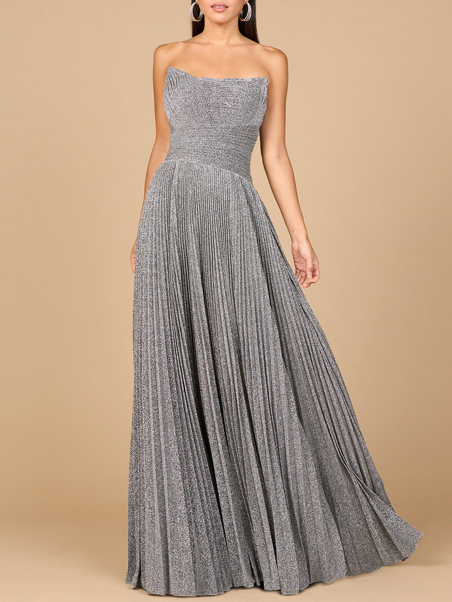 Eyes Catching Flowing Pleated Strapless Dress