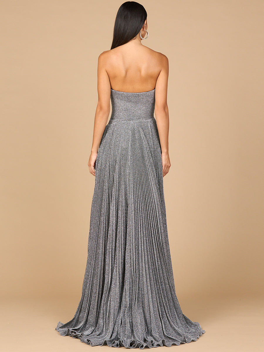 Eyes Catching Flowing Pleated Strapless Dress