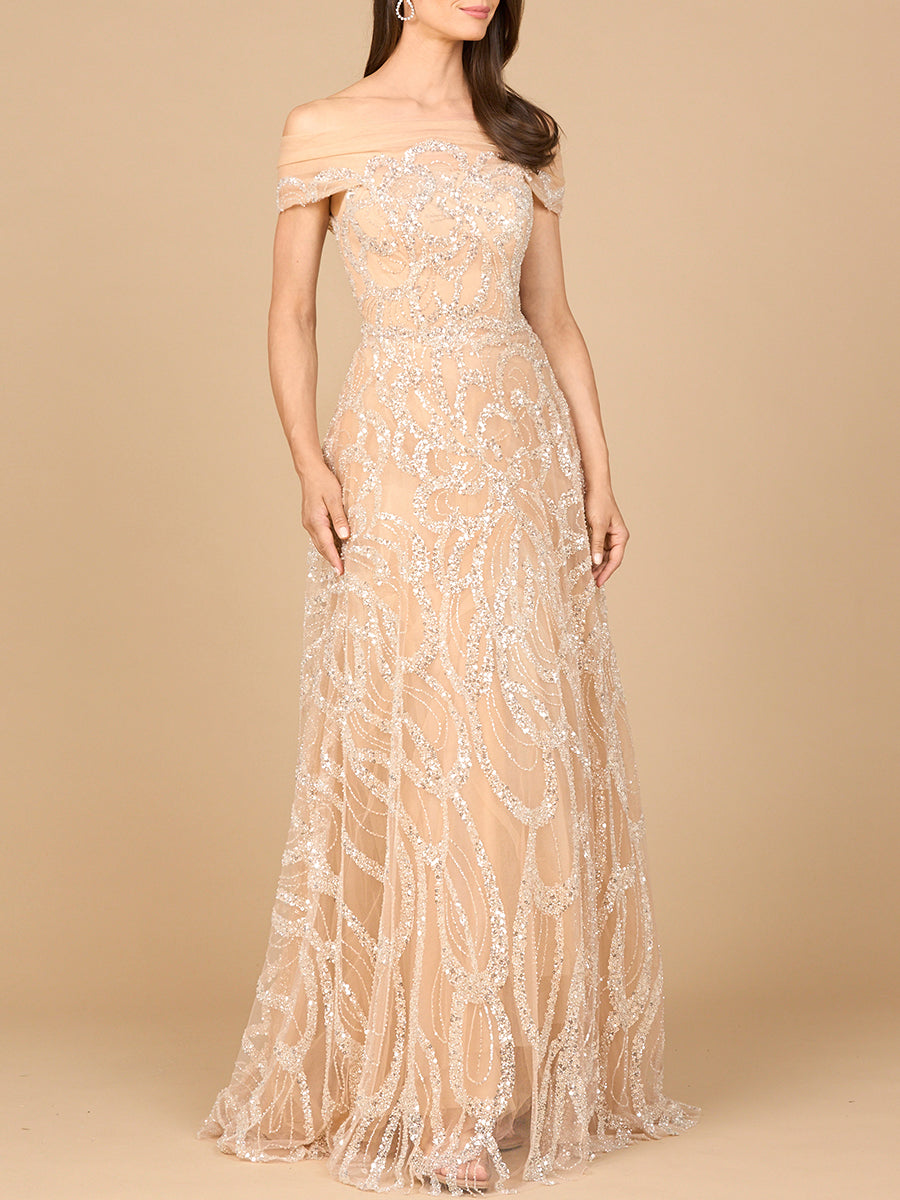 Soft Comfortable Off Shoulder A-line Gown Dress