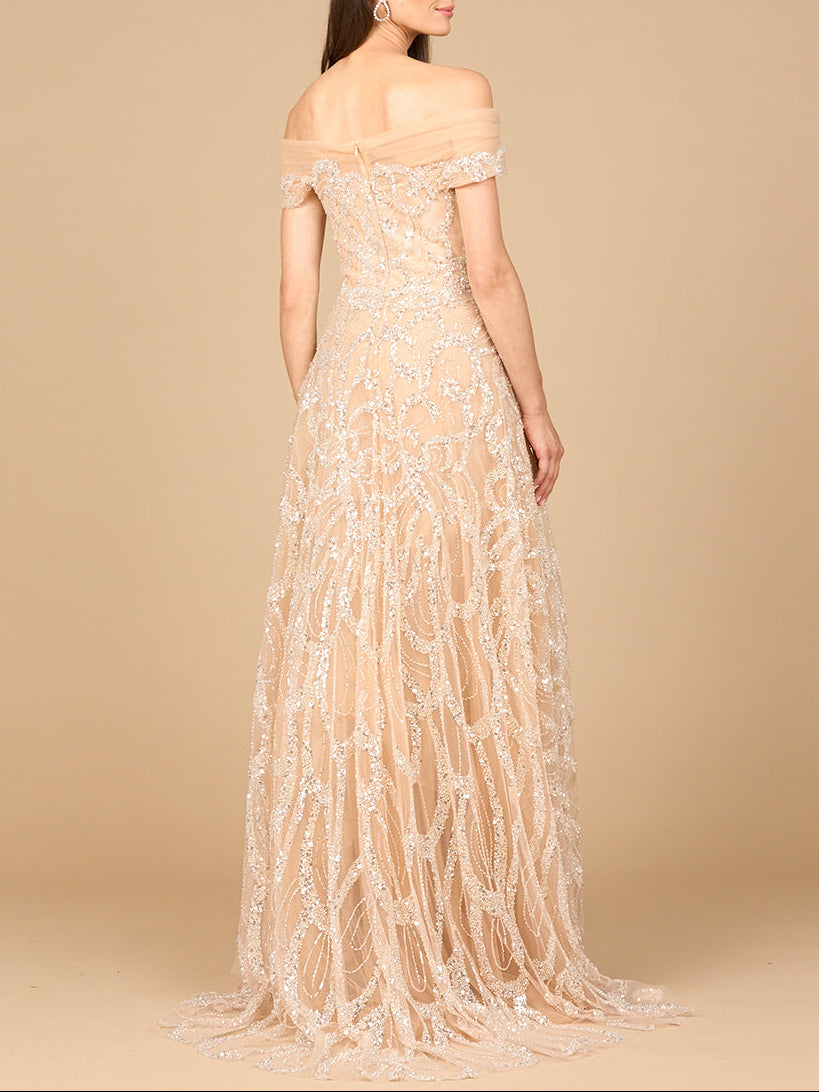 Soft Comfortable Off Shoulder A-line Gown Dress