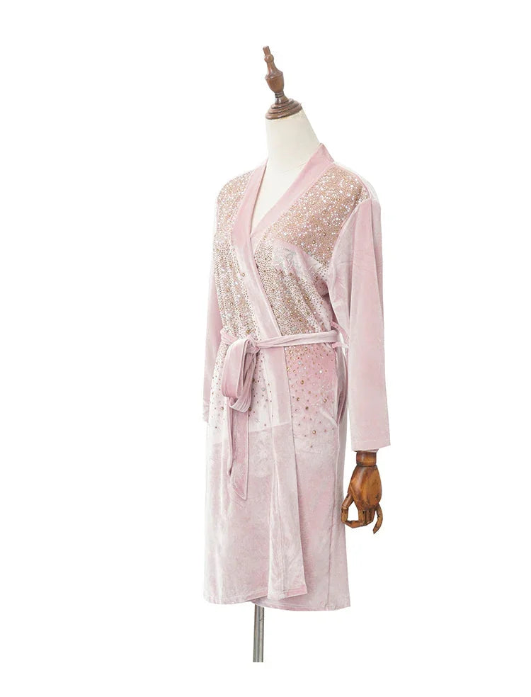 Luxurious Rhinestone Satin Custom Bridal and Bridesmaid Robe – Sparkling Elegance