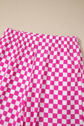Vivian Checker Short Sleeve Two Piece Sets