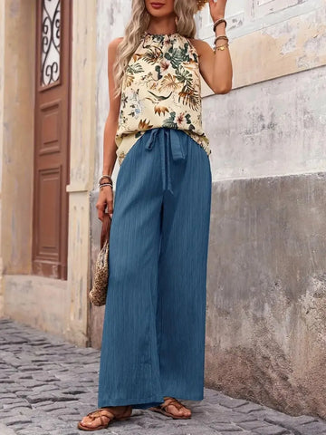 Zoe Printed Wide Leg Two Piece Sets