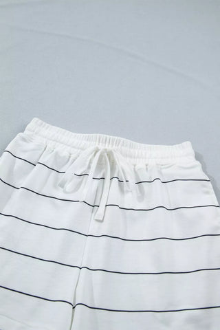 Sandra Stripe Half Sleeve Drawstring Two Piece Sets