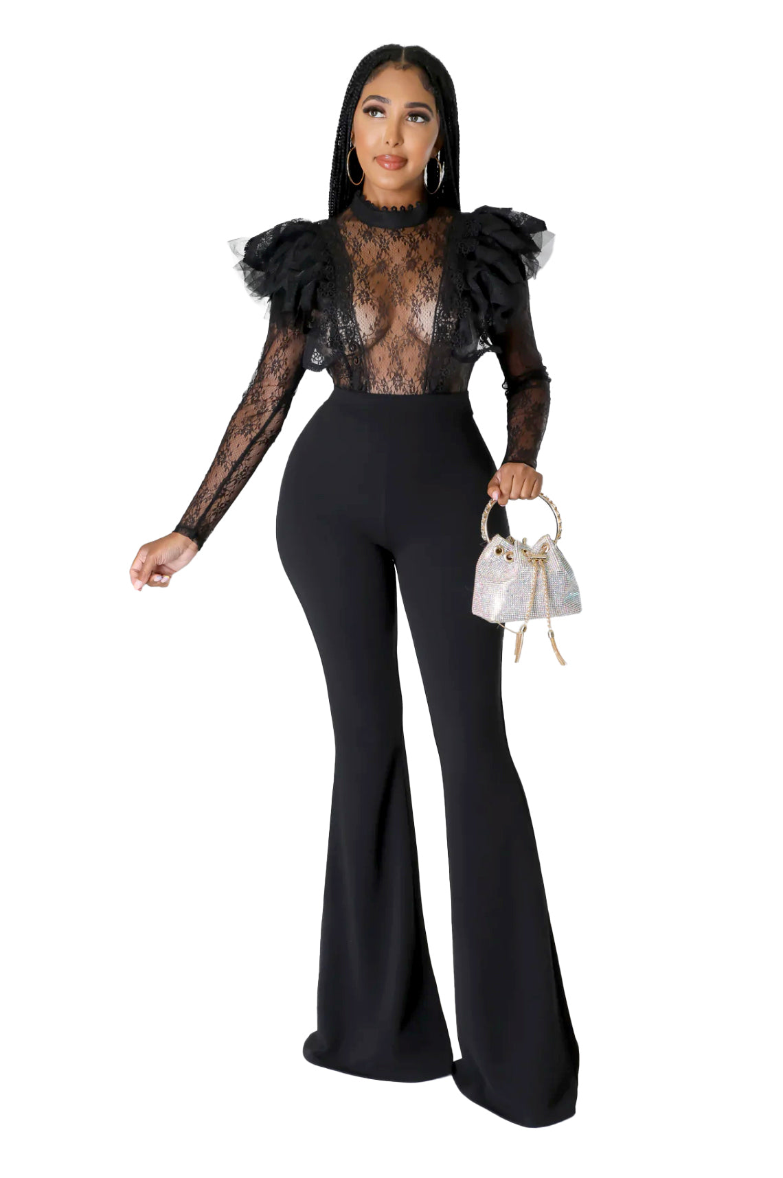 Miami Night Two Piece Lace Bodysuit with Boot Cut