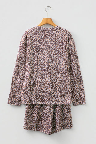 Merida Leopard Ribbed Long Sleeve Two Piece Sets