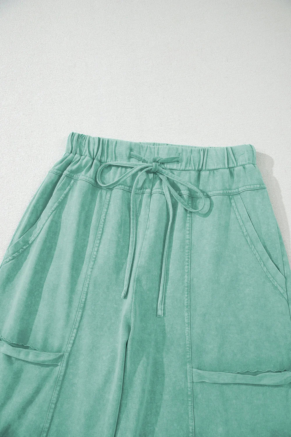 Mineral Wash Reverse Seam Drawstring Elastic Waist Pants