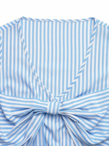 Pamela Striped Bowknot Sleeveless Two Piece Sets