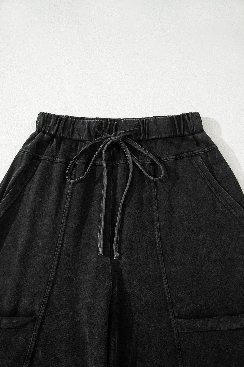 Mineral Wash Reverse Seam Drawstring Elastic Waist Pants