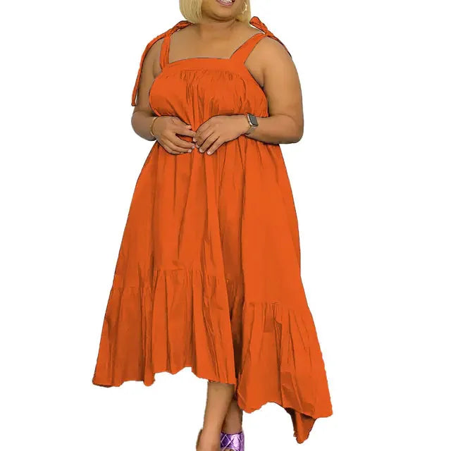 High Quality Crafted Sexy Solid Color Plus Size Dress