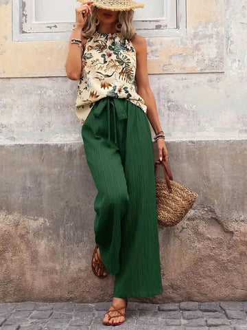Zoe Printed Wide Leg Two Piece Sets