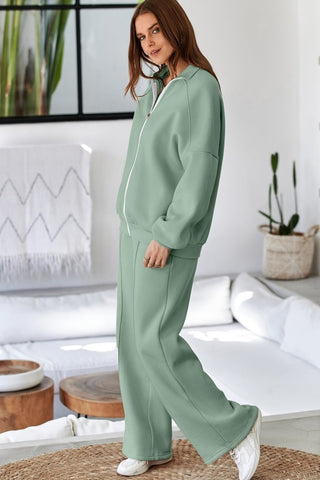 Belen Solid Zip-Up Drawstring Two Piece Sets