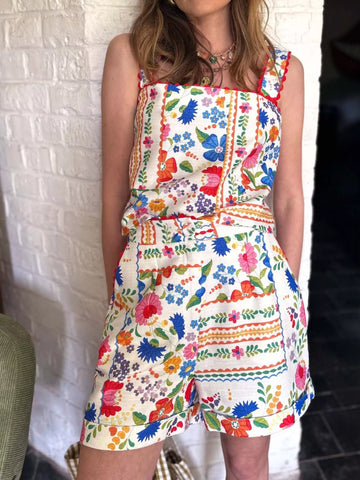 Lorena Floral Print Cami Pocket Two Piece Sets