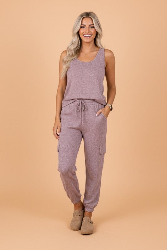 Hannah Solid Drawstring Two Piece Sets