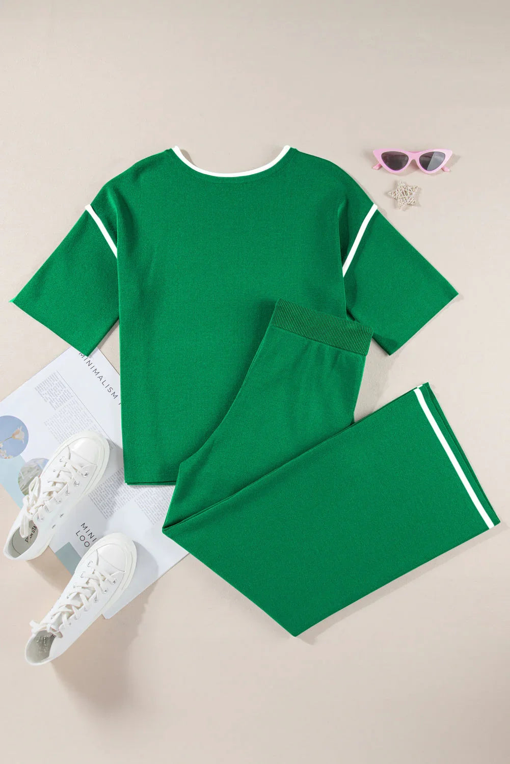 Wanda Contrast Trim and Drawstring Two Piece Set