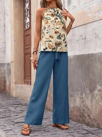 Zoe Printed Wide Leg Two Piece Sets