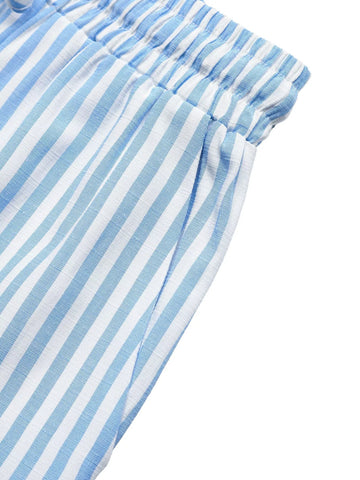 Pamela Striped Bowknot Sleeveless Two Piece Sets