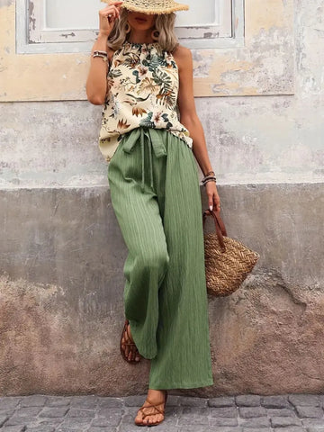 Zoe Printed Wide Leg Two Piece Sets