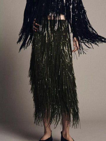 Amanda Fringe Long Sleeve Two Piece Sets