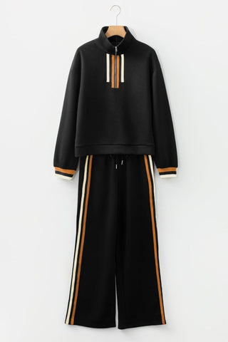 Elisa Stripe Patchwork Pullover Two Piece Sets